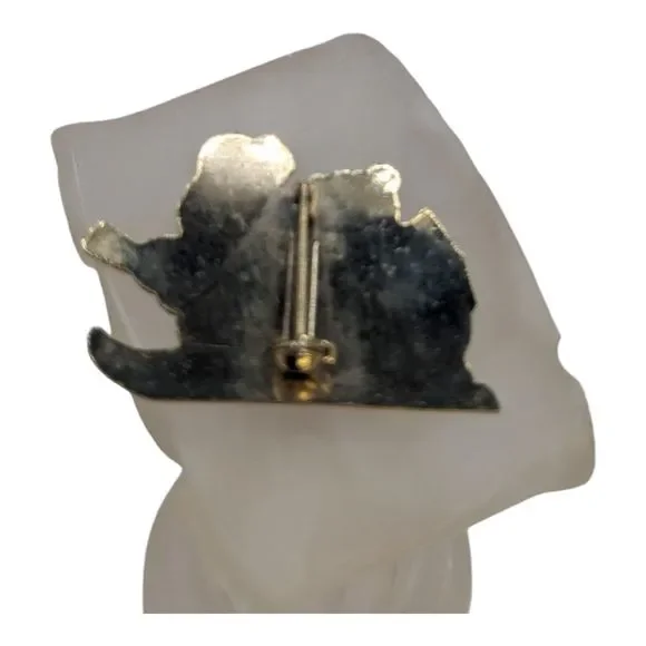 Vintage Christmas Holiday Enamel Brooch Pin Mr & Mrs Snowman Sledding Skiing - Picture 4 of 5